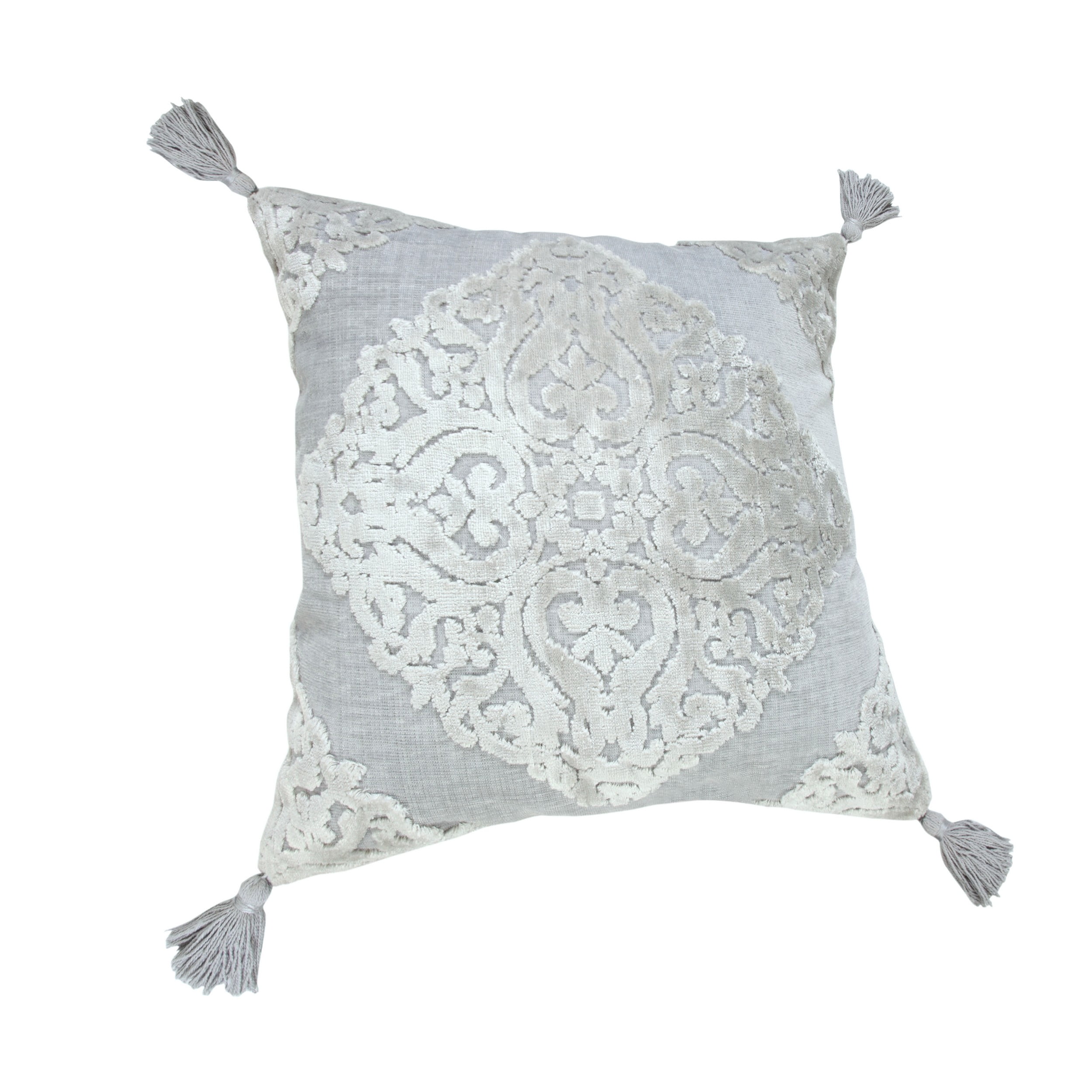 Harlow Hill Beau 20" x 20" Silver/Gray Bordered Viscose Blend Adult Decorative Throw Pillow Cover