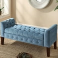 thumbnail image 2 of HomePop Velvet Tufted Storage Bench and Settee, Light Gray, 2 of 4
