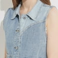 thumbnail image 6 of LYMAYTER Womens Denim Vest Sleeveless Button Cowboy Jacket Oversized Classic Casual Waistcoat S-6XL, 6 of 10