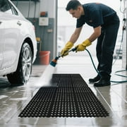 Ktaxon 36 x 36 Rubber Floor Mat with Drainage Holes, Anti-Fatigue Non-Slip Drainage Mat Entry Door Mat for Kitchen Restaurant, Black