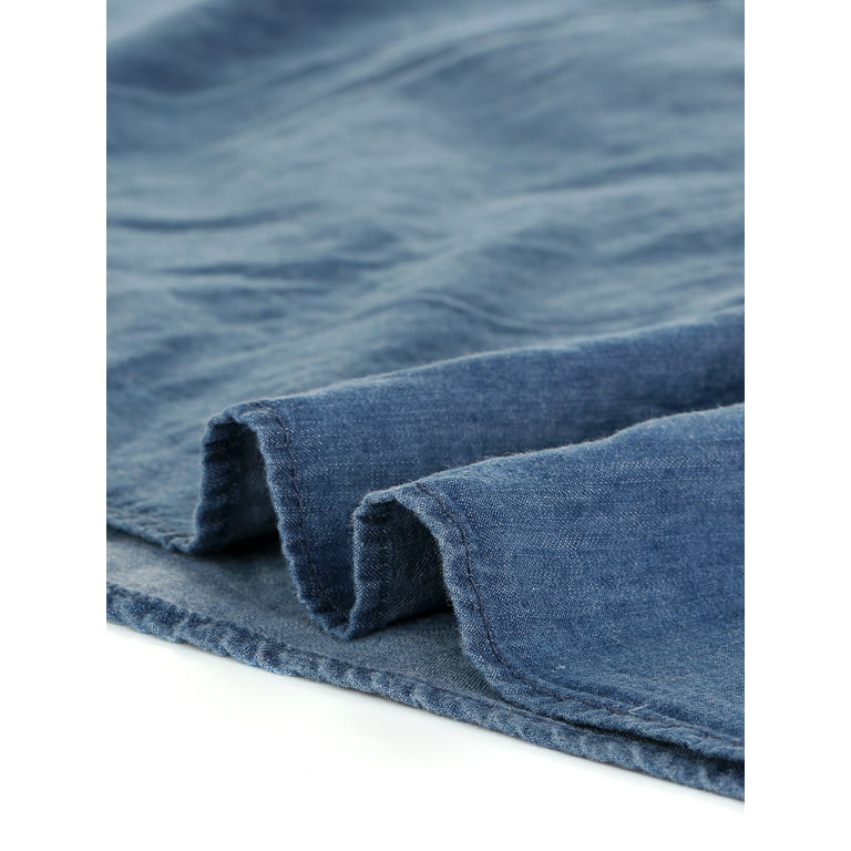 Unique Bargains Women's Plus Size Chest Pocket Long Sleeve Denim Chambray  Shirt 1X Blue