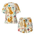 thumbnail image 4 of Lsque Whimsical Fox Floral Garden Women's Short-Sleeved Pajama Set - 2 Piece Soft and Lightweight Sleepwear Set-Small, 4 of 9