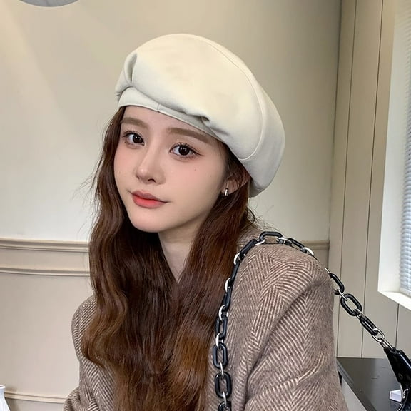 SikaFu Japanese Pleated Patchwork Octagonal Hat, Women's British Style Retro Beret, Versatile Spring And Autumn Big Head Circumference Newsboy Cloud Hat