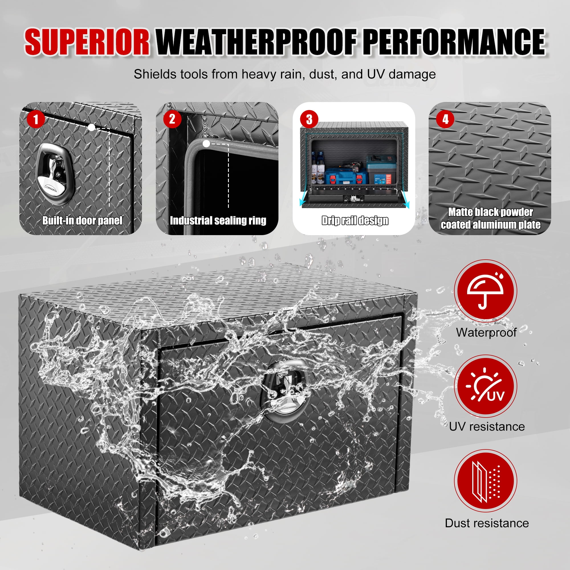 Jopath 30 Inch Aluminum Underbody Truck Tool Box Heavy Duty Underbed Toolbox Tool Storage Organizer Chest With Lock And Keys, Waterproof Trailer Box For Pickup Truck Atv Rv Trailer