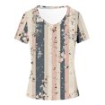thumbnail image 4 of Tops Cortos para las Mujeres Impresión V-Cuello Suéter Blusa, Manga Corta de Poliéster Top de Moda, Lavado a Mano Todas las Estaciones Desgaste Casual, 4 of 7