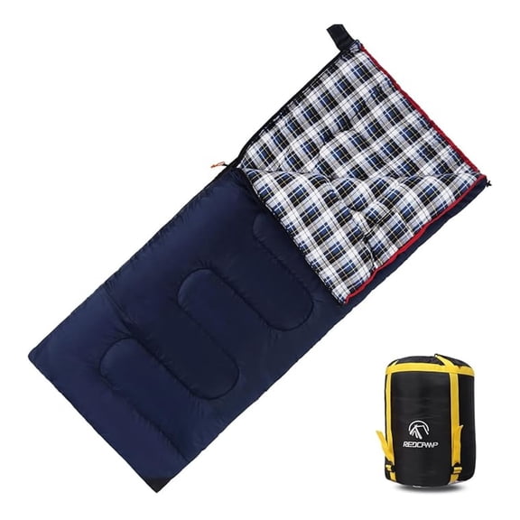 Cotton Flannel Sleeping Bag for Camping Backpacking, Adults Cold Weather Envelope Sleeping Bags with 2/3/4/6lbs Filling