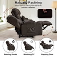 thumbnail image 3 of IPKIG Loveseat Recliner Sofa, Double Manual Recliner RVs Sofa with Storage Console, Side Pockets Cup Holder, Wingback Loveseat Reclining Couch for Living Room, Bedroom, RVs, Brown, 3 of 7