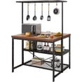thumbnail image 2 of Ourlova 42 In Kitchen Island with Power Outlets Mobile Bakers Rack with 3 Shelves Microwave Stand and 5 Hooks 400 LB Capacity, 2 of 8