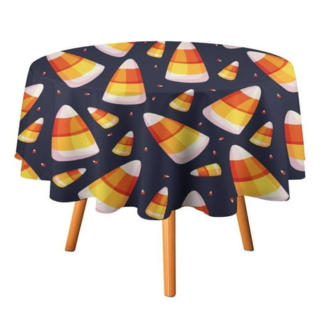

JINGDS Bright Candy Corn Poker-2 Round Table Cloth Halloween Tablecloth Thanksgiving Day Table Cloth Round Cover Circle Tablecloth for Halloween Thanksgiving Fall Party