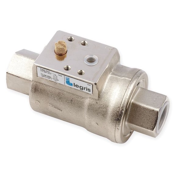 Legris 4203 15 22 20 Nickel-Plated Brass Piloted Axial Valve, 1/2" NPT Female