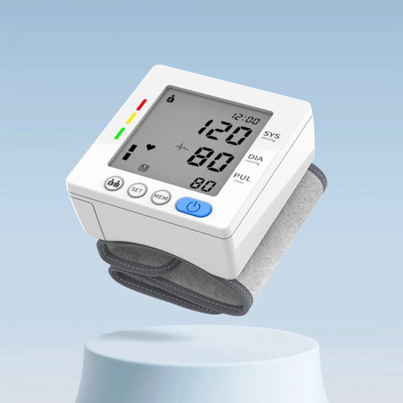 Automatic Wrist Blood Pressure Monitor, Large LCD, 2 Users, 240 Memories, Adjustable Cuff, Irregular Heartbeat Indicator, White