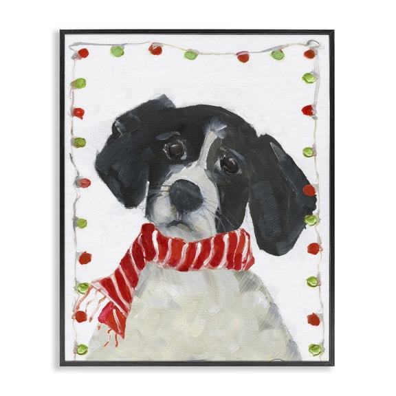 Stupell Industries Eclectic Santa Paws Dog Black Framed Giclee Art, 11 x 14, by Sally Swatland