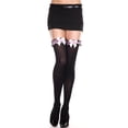 thumbnail image 2 of Music Legs Women's Opaque Thigh Hi Nylon With Ruffle Lace Top Costume Hosiery 4778-BLACK/PINK, 2 of 2