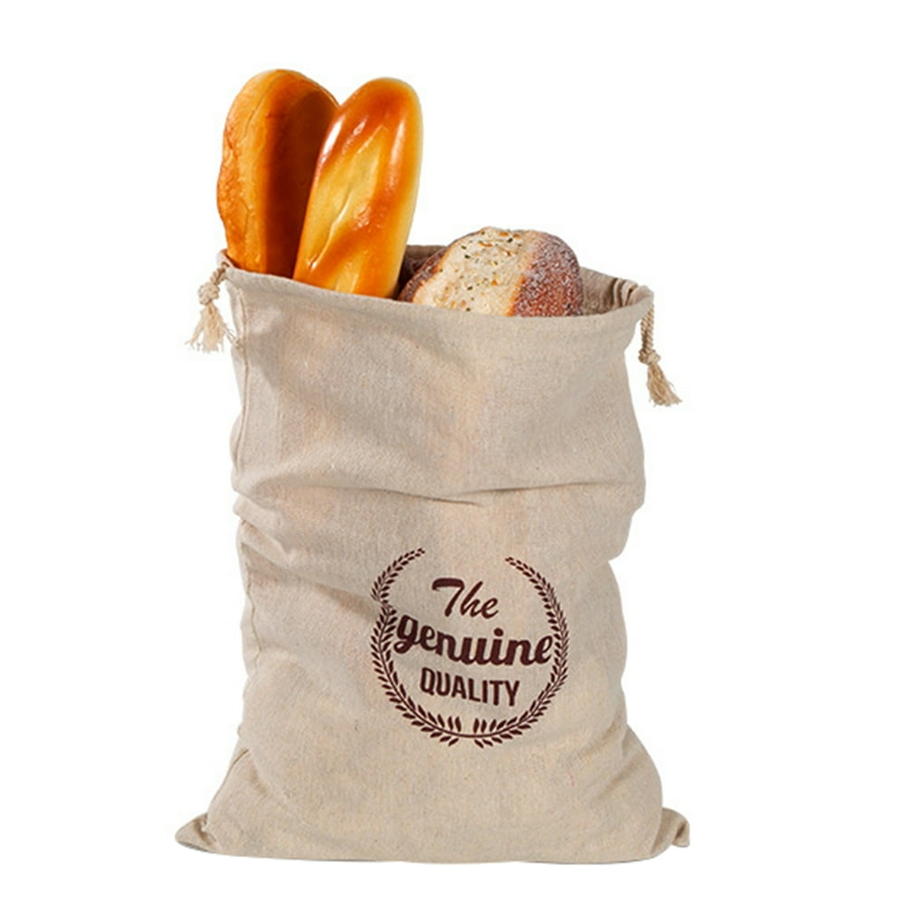 Bread Storage Bag Reusable Baguette Drawstring Pouch Natural Linen Bagel Bun Storage Sack
