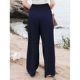 thumbnail image 5 of Pantalones palazzo de lino para mujer, azul marino, talla S, 5 of 5