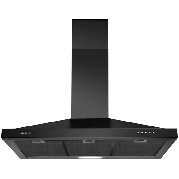Range Hood 36 inch Black Wall Mount Range Hood in Black Stainless Steel Kitchen Vent Hood