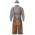 thumbnail image 3 of LIIPEE Men Outfits Long Sleeve Turndown Collar Button Shirt Adjustable Strap Suspenders Shorts Hat Set Man Versatile Casual Daily Party Photoshoot Outfit,Coffee,Xl, 3 of 3