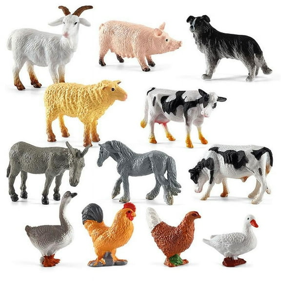 Ywmsfl 12pieces Farm Animal Miniature Realistic Farm Animal Figures Barn Animals Playset Miniature Farm Statue for Family
