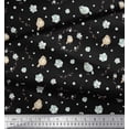 thumbnail image 3 of Soimoi Black Cotton Jersey Fabric Wreath & Bird Print Sewing Fabric Yard 58 Inch Wide, 3 of 3