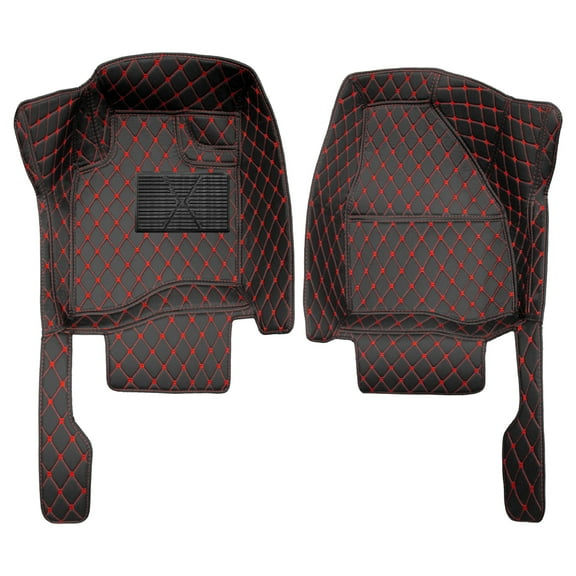 leadwolf 2Pcs Front Carpeted Car Floor Mats for Car Custom Fit for ford,Explorer Sport 2011-2019 2 Seats Carpet Protection All Weather PU Leather Black Red