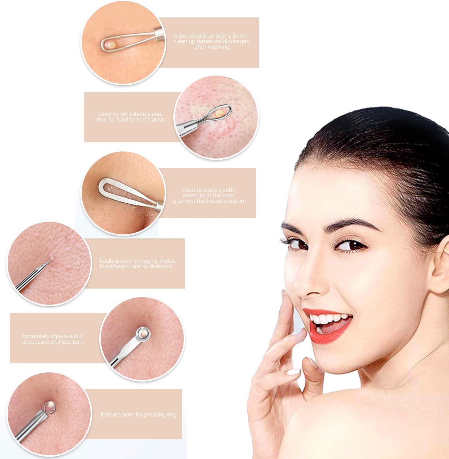 Tutuviw 7 In 1 Pimple Blackhead Remover Extractor Tool Kit Professional Safe Treatment For Zit 8618