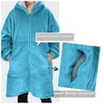 thumbnail image 5 of Catalonia Oversized Hoodie Blanket with Zipper, Wearable Sherpa Sweatshirt Pullover, Soft Warm Comfortable Jacket for Adults Men Women, Blue, 5 of 6