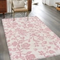 thumbnail image 3 of Farmhouse Pink Area Rug 3x5 FT, Non Slip Entryway Bedside Carpet, Vintage Flower Leaf Botanical Plant Washable Soft Floor Carpet Indoor Mat Non-Shedding Throw Rugs for Dorm Kitchen Home Office, 3 of 8