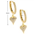thumbnail image 3 of Pendientes colgantes de aro con diamantes de imitación: Pendientes colgantes decorativos con forma de corazón Pendientes perforados, 3 of 5