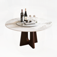 thumbnail image 5 of Modern Marble Dining Table, 59" Sintered Stone Round with Solid Wood Walnut Base, 6-8 Person Sturdy Cross Design (Only Table) - Walmart US, 5 of 9