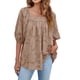thumbnail image 1 of Qarigey Blusa informal para mujer, jersey plisado con estampado Floral para niñas, camisa transpirable para el hogar y la escuela, ropa de Prendas para la parte del cuerpo Café S, 1 of 6