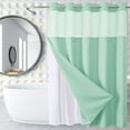 thumbnail image 5 of YangJinLian No Hooks Needed Textured Shower Curtain with Snap-in Fabric Liner Set,Hotel Luxury Decor Shower Curtains for Bathroom,Waterproof & Washable, 5 of 5