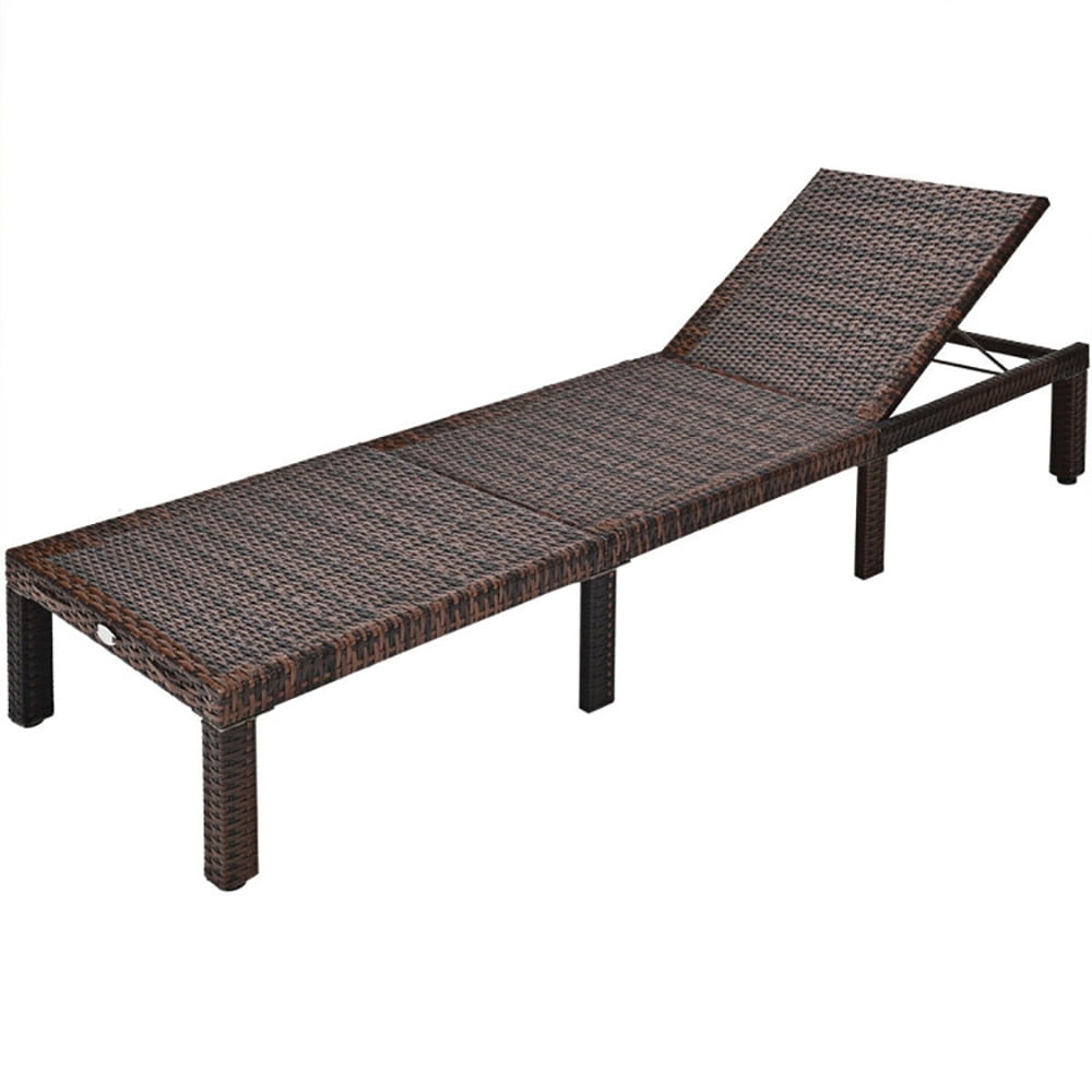 Aimee Lii Outdoor Rattan Adjustable Cushioned Chaise, Patio Loungers, Light Brown