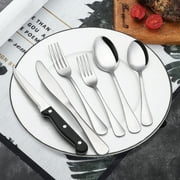 TINANA Silverware Sets, 24 PCS Flatware Set for 4, Premium Stainless Steel Cutlery Utensil Set with Steak Knives Mirror Polished Forks and Spoons, Dishwasher Safe