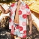 thumbnail image 2 of Conjunto casual de blusa y pantalones de playa de manga corta con estampado de botones para hombre Pompotops  oipoqjl35918, 2 of 5