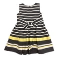 thumbnail image 2 of Jessica Ann Girls' Striped Sleeveless Navy Dress w/ Yellow Ribbon Bow (Navy, 3T), 2 of 2