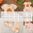 thumbnail image 3 of Enyan Toddler Baby Girl Halloween Outfit Pumpkin Short Sleeve Shirt+Plaid Pant 2Pcs Kids Clothes, 3 of 4