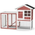 thumbnail image 1 of Gymax Wooden Chicken Coop 2-Story Rabbit Hutch Indoor Outdoor Use Red+White+Black, 1 of 10
