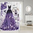 thumbnail image 2 of Fashion Purple Shower Curtain Dress Bath Curtain Romantic Makeup Themed Bathroom Decor Floral Perfume Print Waterproof Curtain Modern Fashion Purple Dress Curtain,72"Wx84"L, 2 of 5