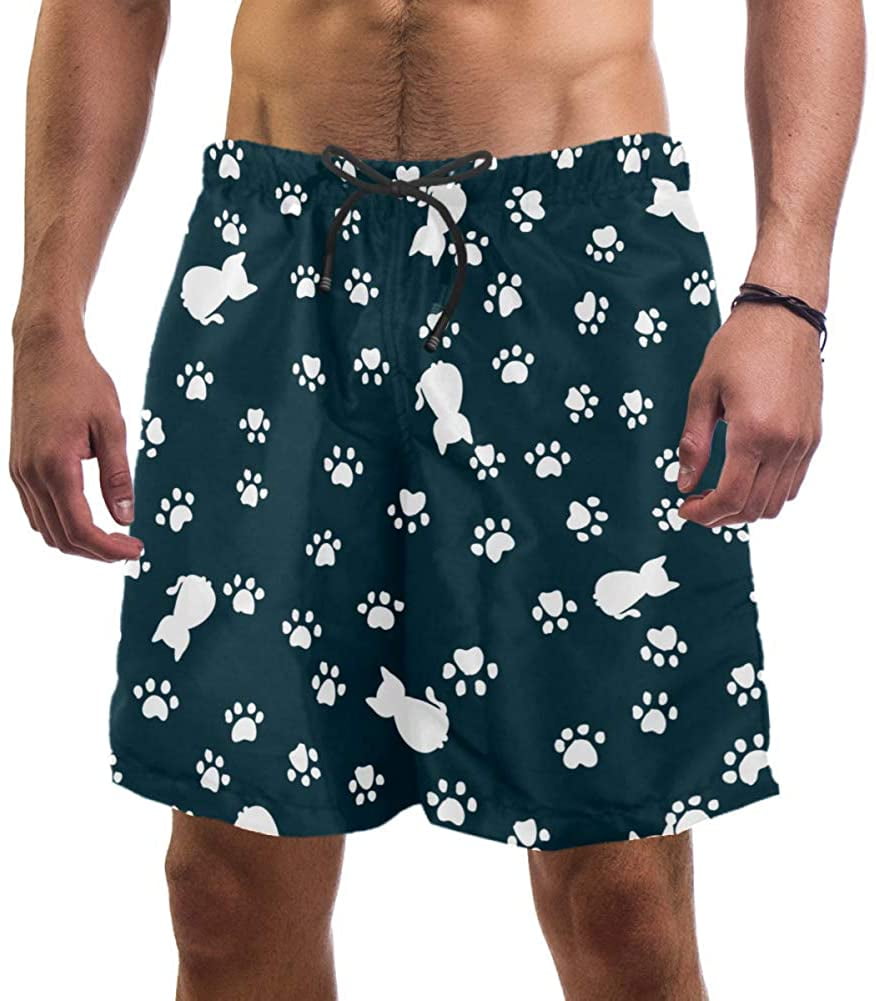 Cat Footprints Men's Swim Trunks Quick 