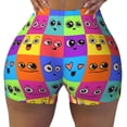thumbnail image 2 of Balery Doodle Faces Emotions Pantalones cortos de entrenamiento estampados para mujer, sin costuras, ajustados, para gimnasio, yoga, correr, deportes, ejercicio activo, fitness.-X-Large, 2 of 8