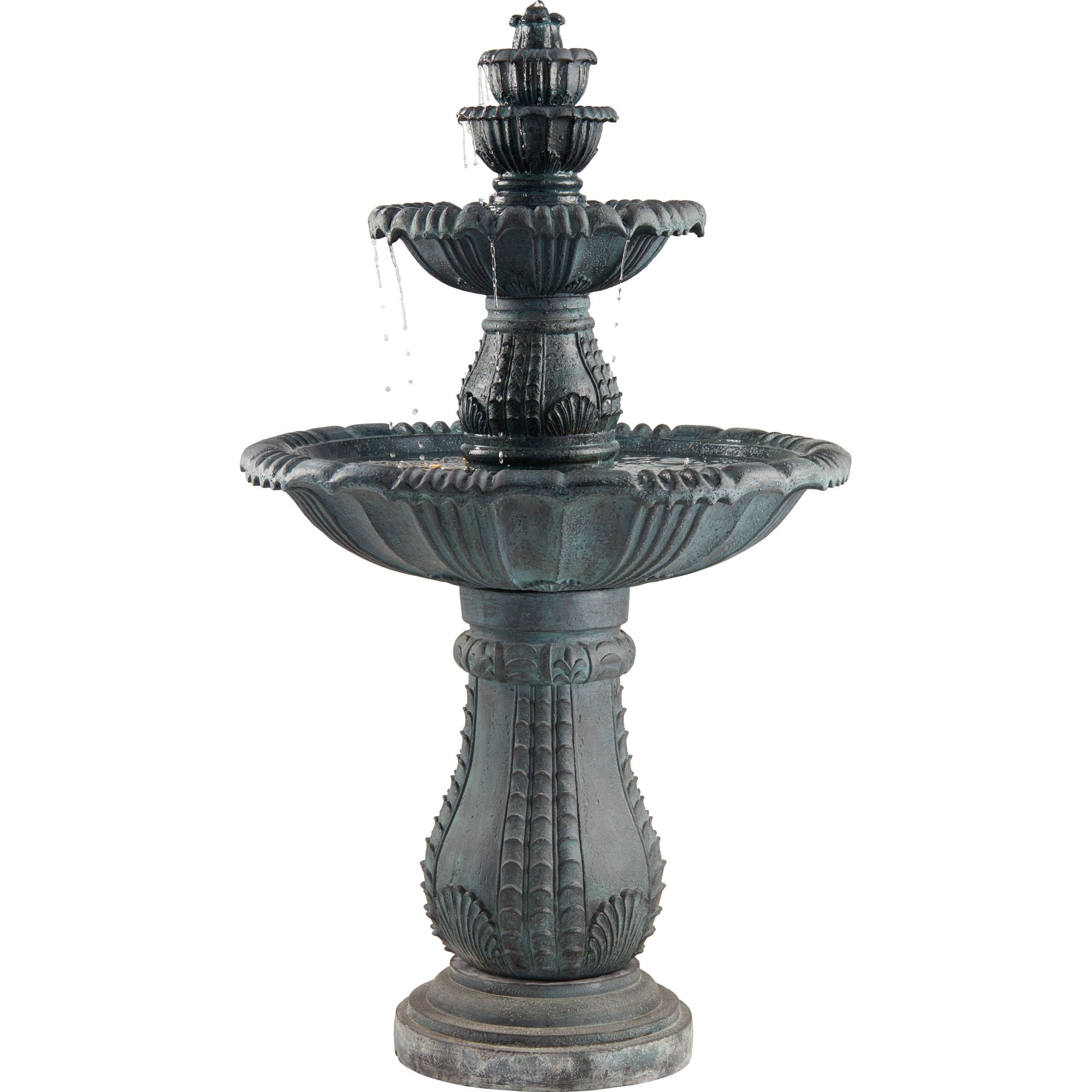Hampton 56 3/4" High Large Italian Outdoor Decor Slate Stone Floor Fountain with Light LED 4-Tier Outside