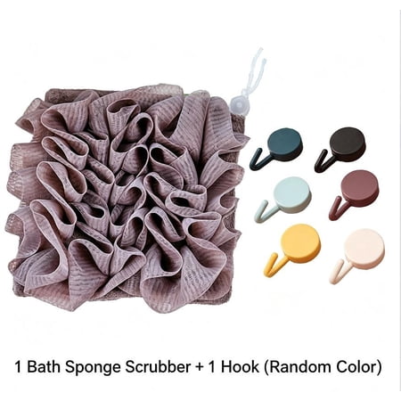 Lunxisen 1 Pcs Korean Exfoliating Washcloth Bath Sponge Drawstring Loofah For Face Body Cleansing Shower Scrubber