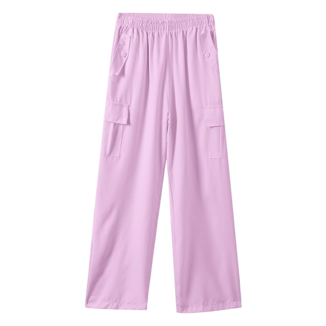 GDREDA Girls Wide Leg Pants Children Pants Ice Silk Overalls Children Summer Pants Spring Pants