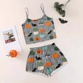 thumbnail image 2 of CAUYDY Women's Halloween Comfy Pajamas Sets Cute Ghost Pumpkin Top and Shorts Sleepwear 2PC Comfy Funny Holiday Lounge Set(A02-Grey,L), 2 of 8