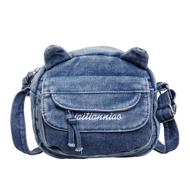 Tonnylam Bolso pequeño de mezclilla ligero de varias capas, bolso de hombro moderno y versátil para ir a clase, bolso cruzado para teléfono móvil para estudiantes