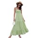 thumbnail image 1 of Vestido Casual para Mujer Verano Correa De Espagueti Ajustable Escalonado Sin Espalda Volantes Recortados Sueltos （Verde）,2XL, 1 of 5