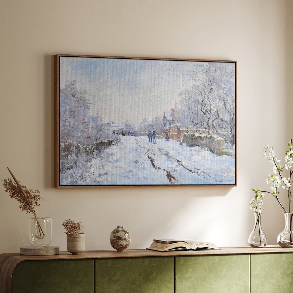 Vintage Landscape-CCXCV By Wexford Home Framed in Walnut Wood Gallery Wrapped Canvas 17 in. x 25 in.