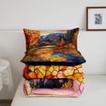 thumbnail image 5 of Catabedysis Stained Glass Camping Full Size Comforter Sets For Girls,Autumn Landscape Print Bedding Comforter Set,Multicolor,Black Reversible,3pcs,1 Comforter and 2 Pillowcases, 5 of 7