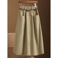 thumbnail image 4 of Women Versatile Solid High Waist Midi A-Line Skirt with Elastic Waistband, Simple Casual Draped Bottoms Suitable for Daily Commuting and Various Casual Occasions Throughout Spring, 4 of 6