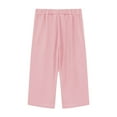 thumbnail image 4 of yillto Kids Capri Pants Loose Elastic Waist Straight Leg Cropped Pant Causal Summer Capris with Pockets, 4 of 6
